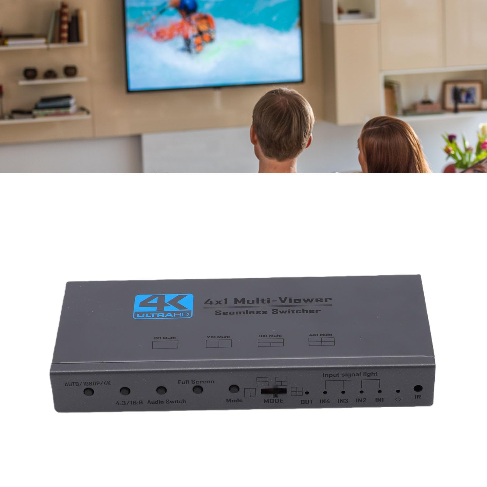 Jiawu Conmutador Multivisor 4K 30HZ HDMI 4x1, Control Remoto