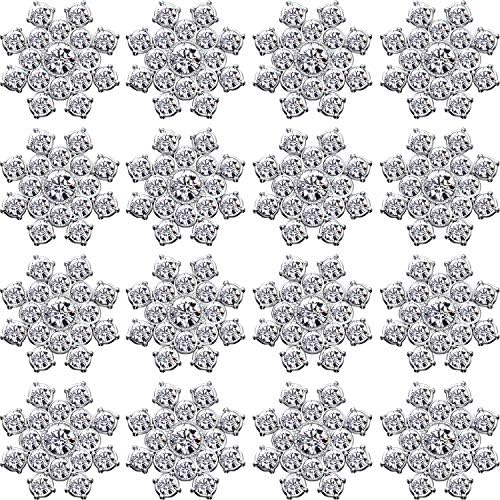 50 Pieces Snowflake Rhinestones Crystal Button Embellishments Flat Back Snowflake Rhinestone Applique DIY Crafts for Button Brooches Wedding Decor Hair Accessories Flower Jewelry Making (Silver)