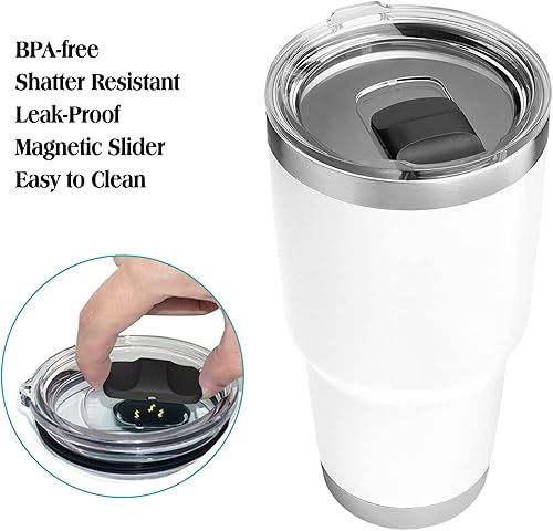 Miniatura 3 de 2 Pack 20 oz Magnetic Tumbler Lid with 2 Pcs Magnetic Slider Replacement Compatible with 20 oz YETI Rambler Or Old Style Rtic Coffee Tumbler