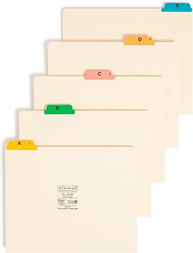 Smead 50180 Guías de archivos recicladas con pestañas superiores Alpha pestaña 15 Manila letra juego de 25