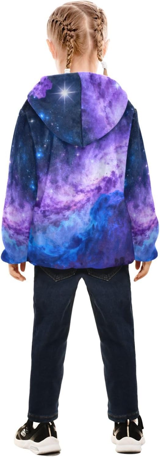 Cosmic Galaxy Space Toddler Girl Fleece Jacket Plush Lined Baby Coat