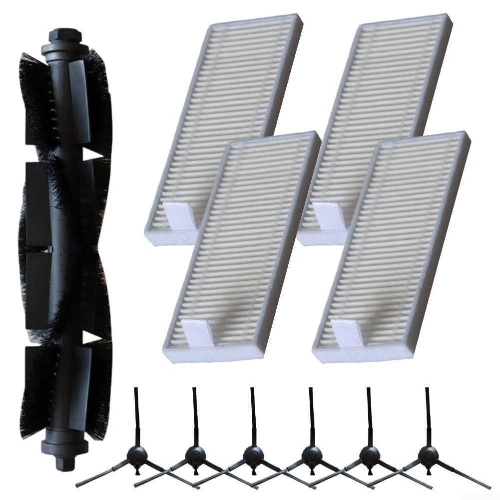 Complete Replacement Kit for Eureka Lvac Voice Nuo Robot Vacuum Main Roller Brush and Side Brushes with Filters