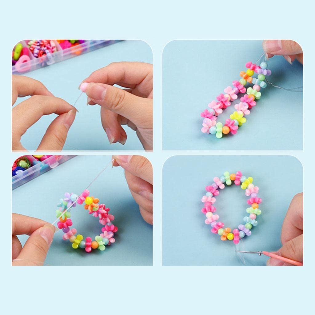 Juego de 3 pulseras y cuentas para manualidades, juego de caja para niños y niñas, juego de 4 placas de cuadros n.º 4