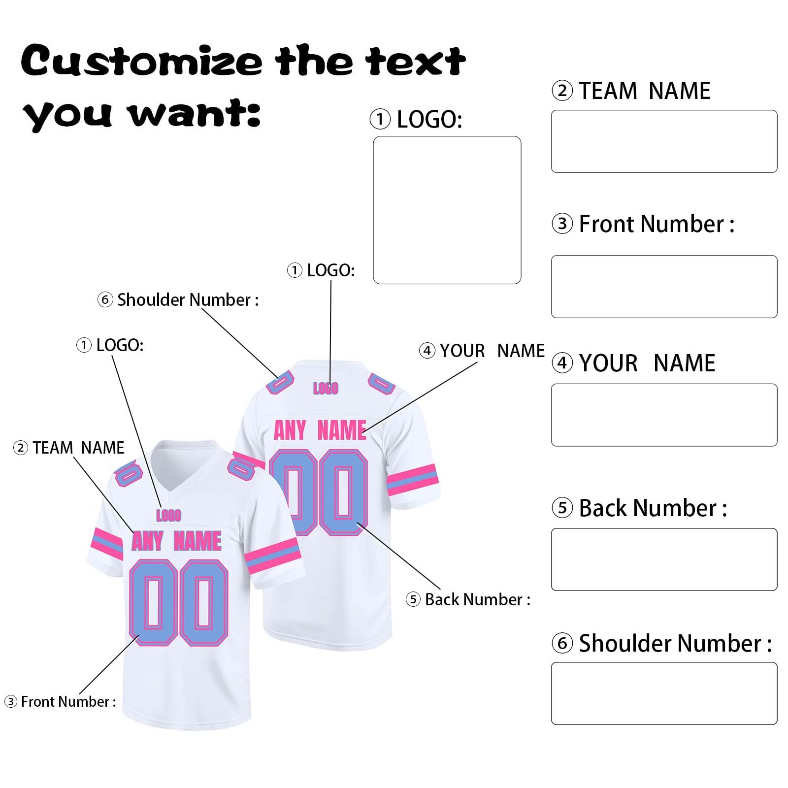 Magliette Personalizzate, Maglie da Uomo Donna Bambini, Maglie da Football Americano - Stampa Opzionale di Nome e Numero - Adatte per Adulti e Bambini
