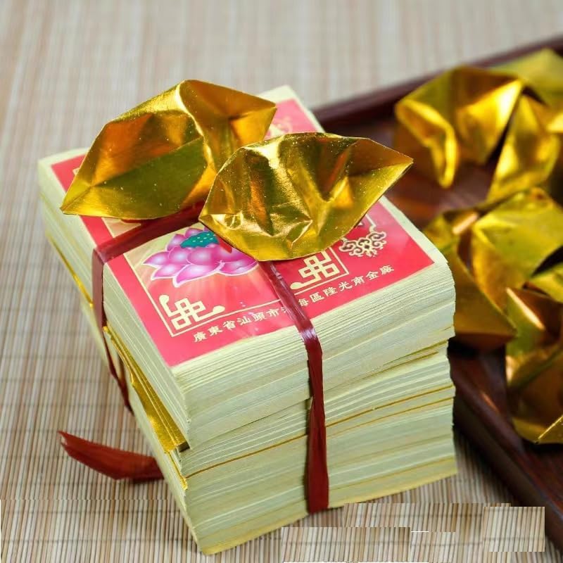 Ancestor Money - 1000 Pcs Gold Foil Joss Paper for Qingming & Hungry Ghost Festivals, Traditional Chinese Hell Bank Notes for Funerals, Pack of 1000