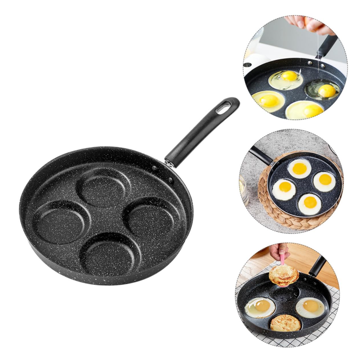 LIFKOME 2 Pezzi Padella Antiaderente per Uova e Waffle Ferro Induzione Casa Riscaldamento Uniforme e Risparmio Energetico Fondo Resistente e Facile da Pulire