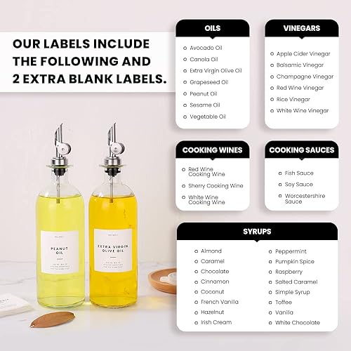 Miniatura 3 de Molimoli Dispensador de aceite y vinagre con boquilla de vertido de metal, vertedor pesado, dispensador de botellas de vidrio para cocina, vinagre