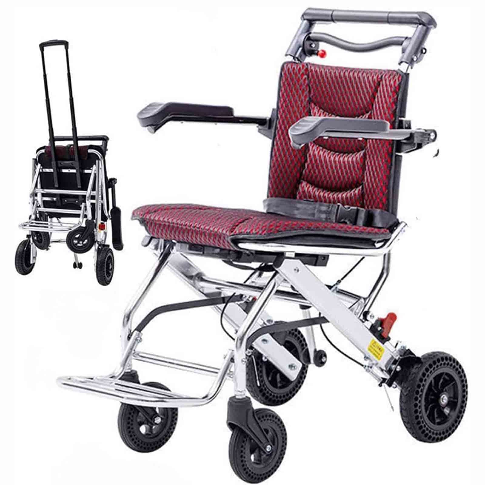 BLOHDI Small Ultralight Aluminum Alloy Transport Chair, Portable Simple Travel Wheelchair, Folding Transport Wheelchair, Mobility Scooters for Elderly