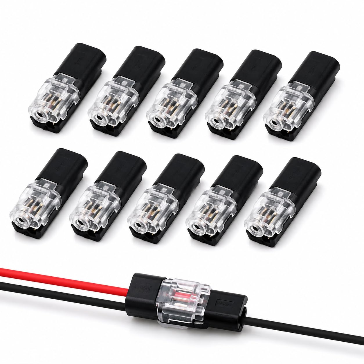 2 pin quick wire connector 10 piece | idc push type electrical cable connector | no strip wire joint connector for led strip, automotive, speaker & diy wiring