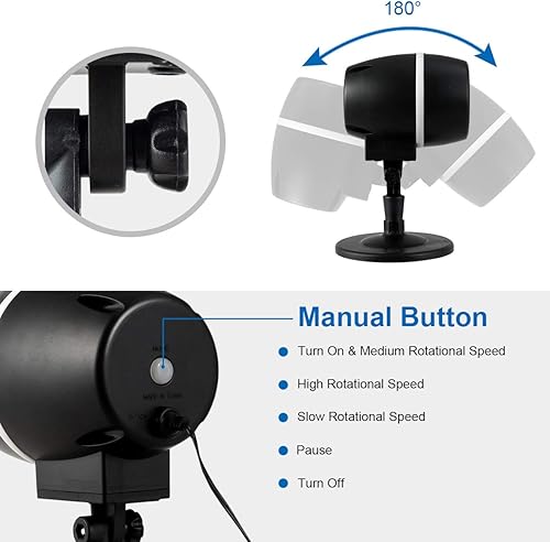 Miniatura 8 de Tangkula Proyector LED de copo de nieve de Navidad, proyección giratoria de nevadas con control remoto, iluminación decorativa de paisaje al aire