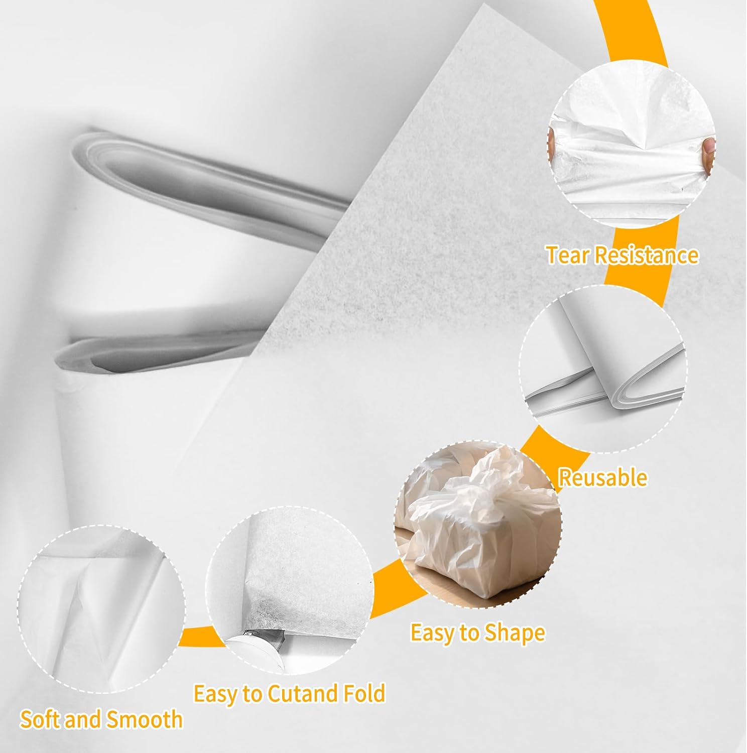 180 Sheets White Tissue Paper for Gift Bags Packaging Crafts 14 X 20 Inches image 3