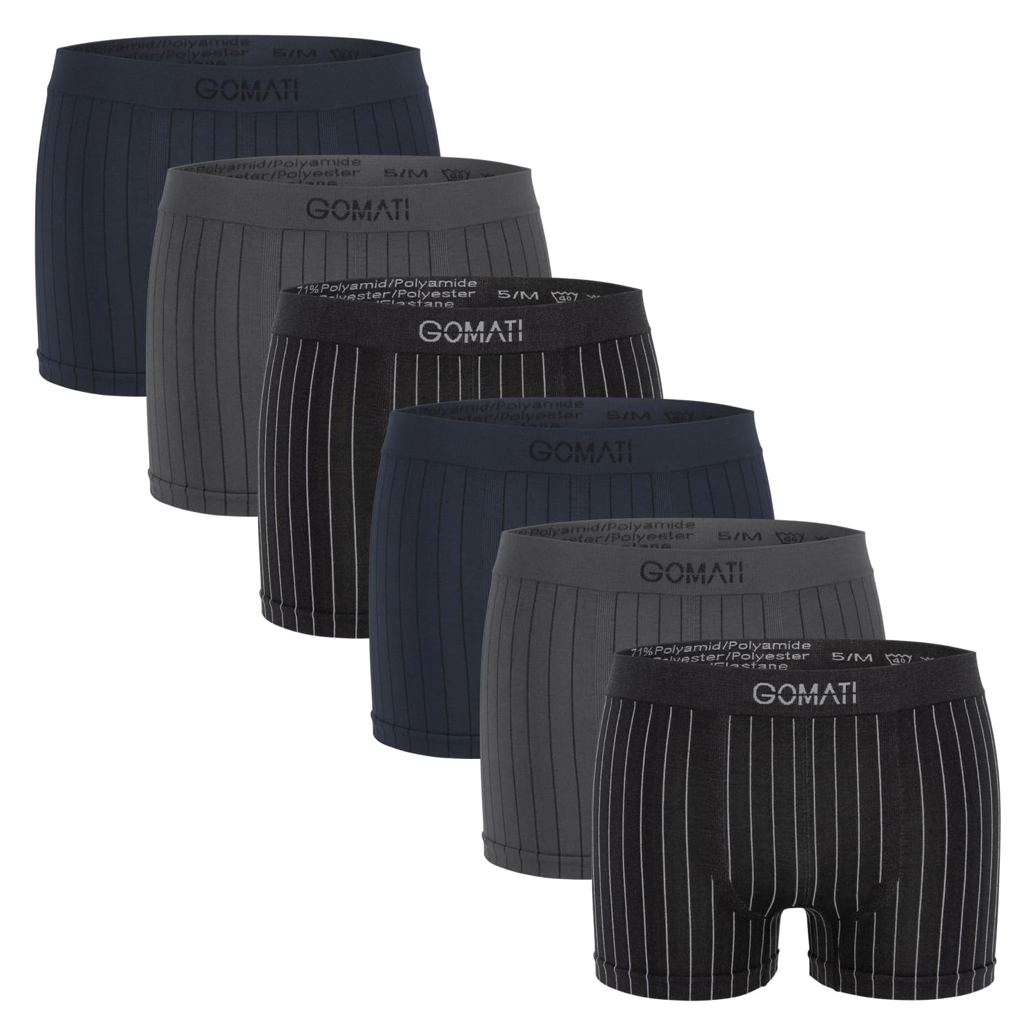 Gomati Herren Seamless Pants (6er Pack) Nahtlose Boxershorts aus Microfaser-Elasthan