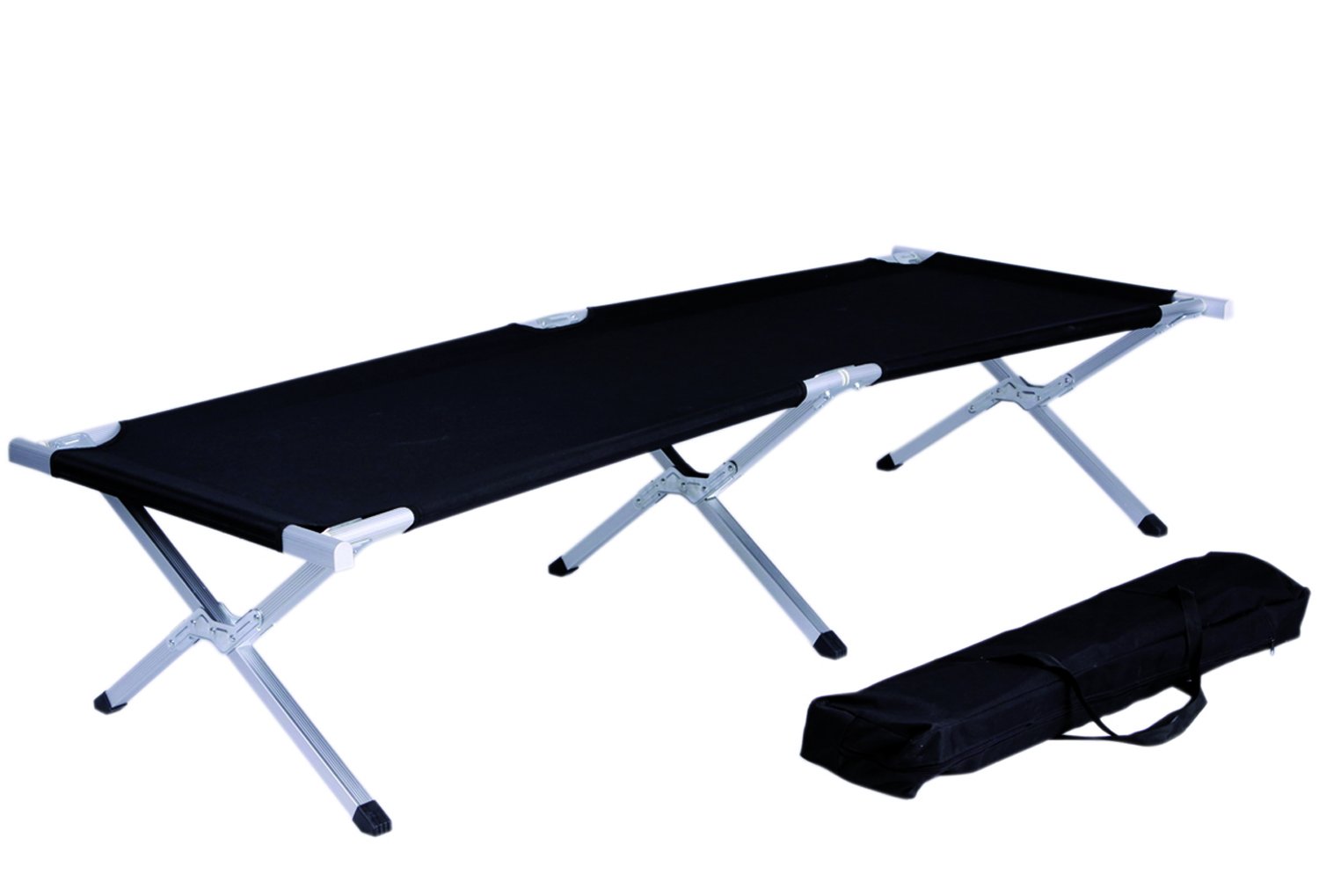 Mojawo Feldbett mit Stahlgestell Campingbett 190x62x42cm Reisebett Liege Klappbett inkl. Tragetasche Gästebett, Farben:Schwarz