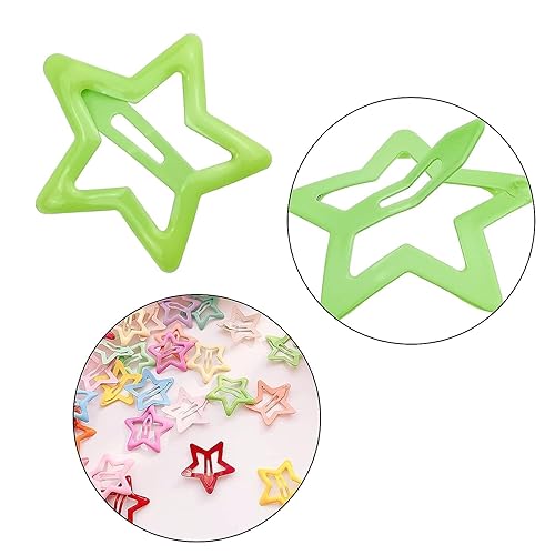 Miniatura 3 de 60 pinzas para el cabello antideslizantes con forma de estrella rosada para niños pequeños, coloridos y bonitos pasadores de metal para el cabello