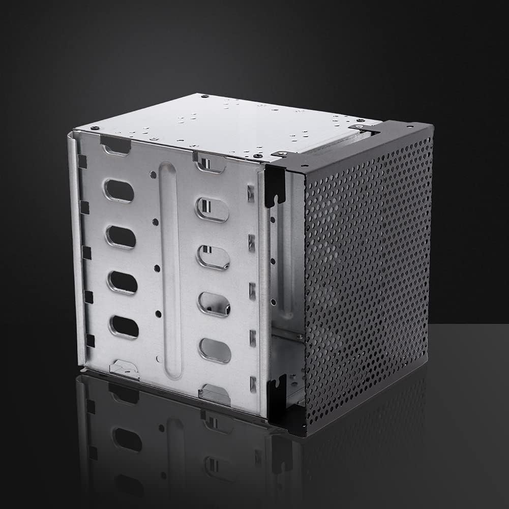 Stainless Steel Hard Drive Cage, 5.25" to 5X3.5 Rack SAS for Computer, Hard Driver Tray with Fan Space, Hard Drive Cage Adapter Rack Bracket
