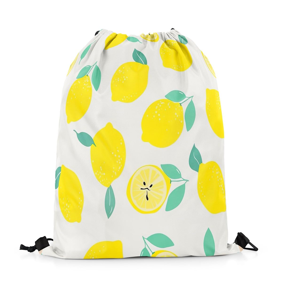Homewish Lemon Drawstring Backpack 33 x 40 cm for Sport Gym Swim Yoga Camping,Oil Painting Summer Fruit Drawstring Bags,Yummy Lemon Draw String Back Bag,Colorful Fruits String Backpack