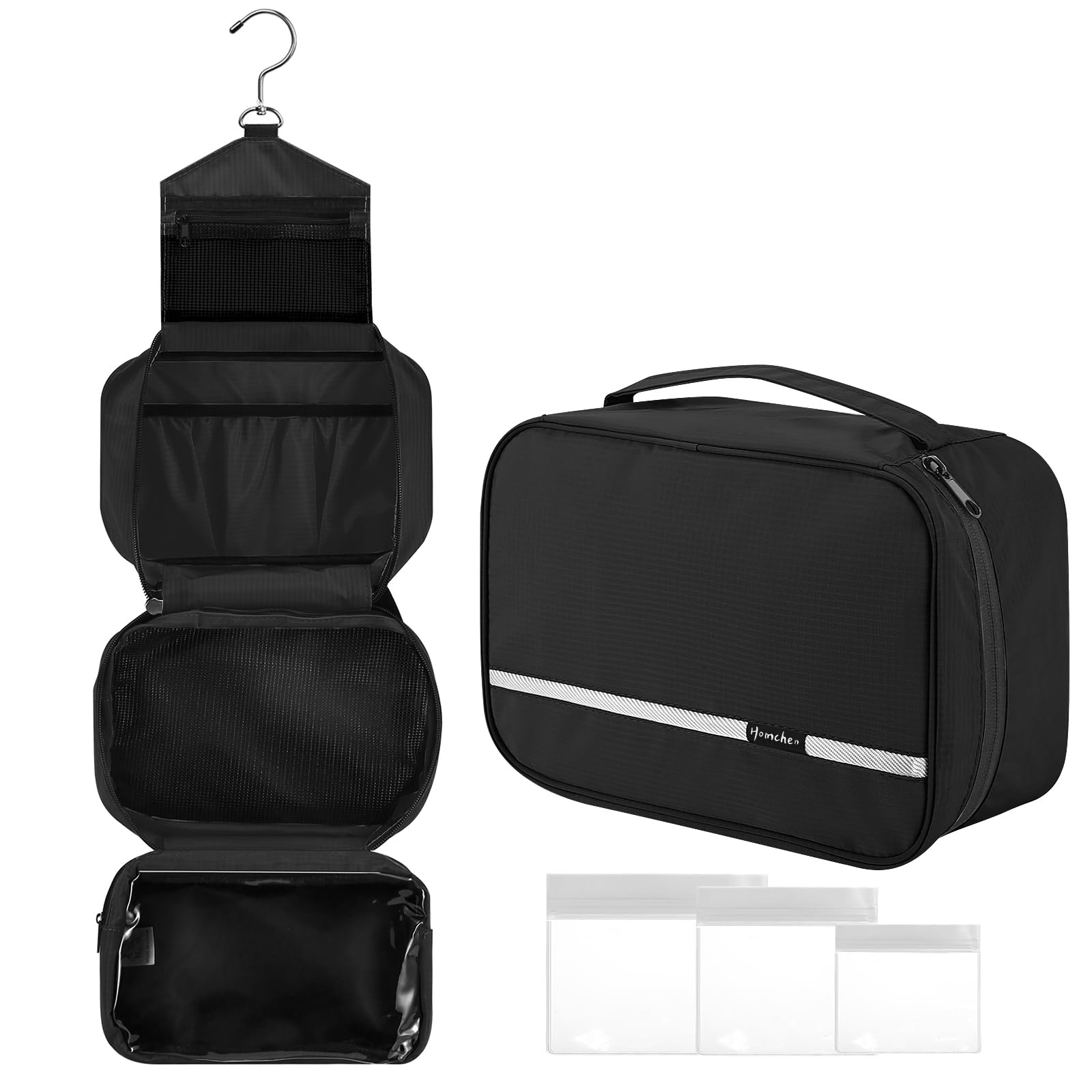 homchen Hängende Toilettentasche Travel Kit für Männer Frauen, Upgrade Große Kapazität Waschtasche Make-up Tasche mit 4 Fächern, Faltbare Kompakte Größe