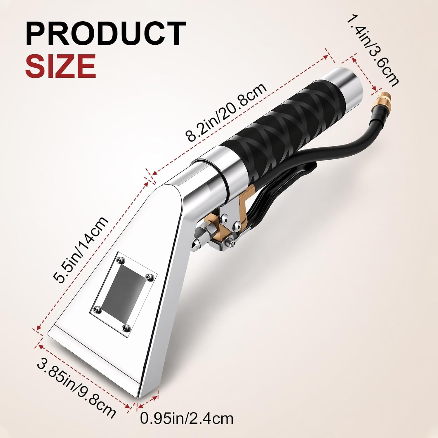 Carpet Cleaning Extractor Attachment for ShopVac Auto Detailing Tools Hand Wand with Viewing Window Spray Nozzle for Upholstery Cleaning Stainless Steel