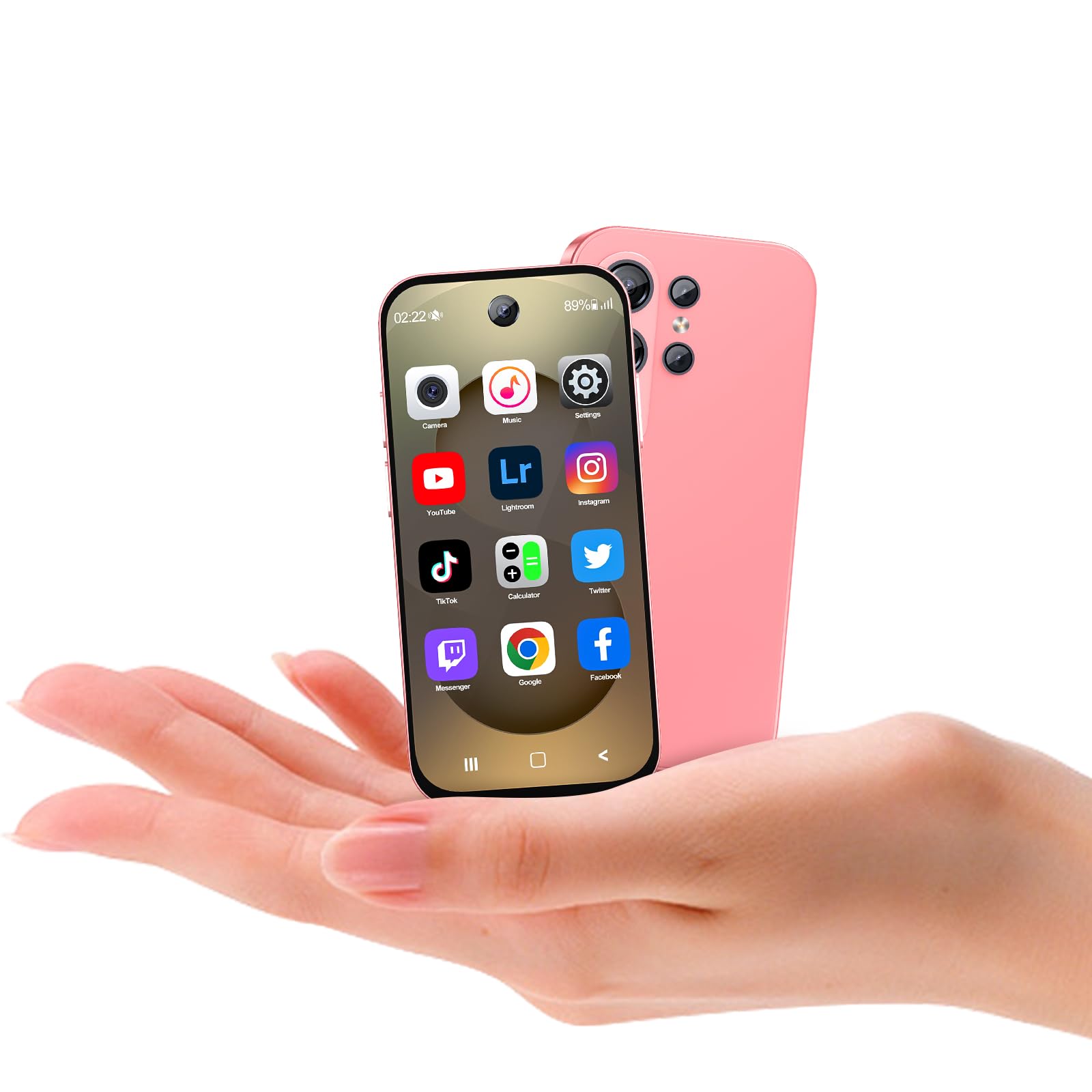 Mini Phone for Kids, Unlocked 2G Mini Smartphone, 2GB+32GB, 2800Mah, 3.0 Inch Eye Protection Screen, GPS, Dual SIM, Face ID, Android 10.0, Boys Girls 7-12 Birthday Gifts (Pink)