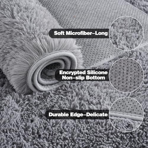 KING DARE 6x9 Area Rugs for Living Room, Grey Fluffy Rug for Bedroom and Nursery, Non-Slip Fuzzy Shaggy Carpet for Kids, Boys, Girls Room Dorm Home Decor Aesthetic