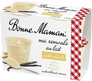 Bonne Maman Yaourt semoule au lait saveur vanille naturelle - Les 4 pots de 100g