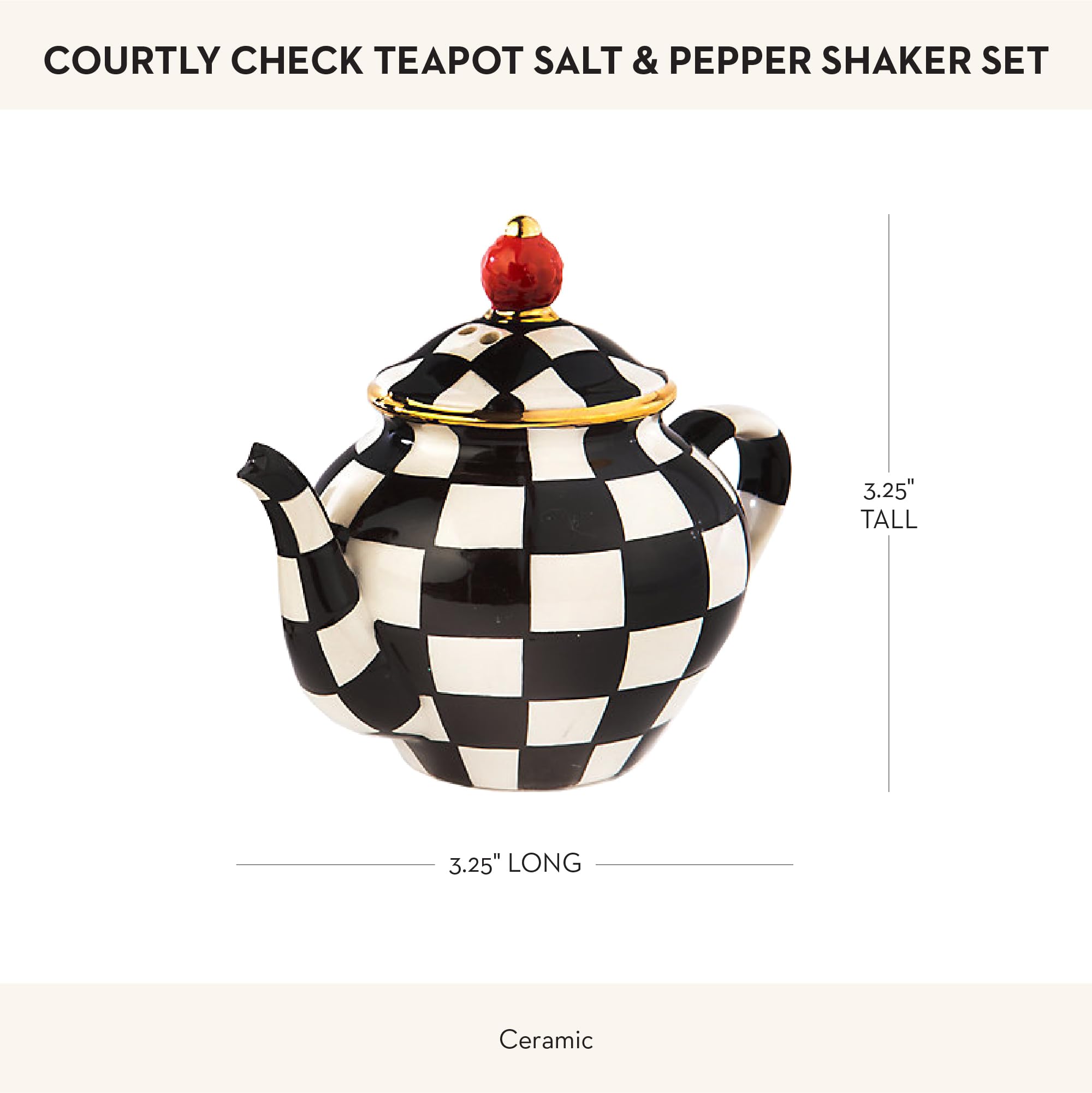 Amazon | MacKenzie-Childs Teapot Salt and Pepper Set, Black-and
