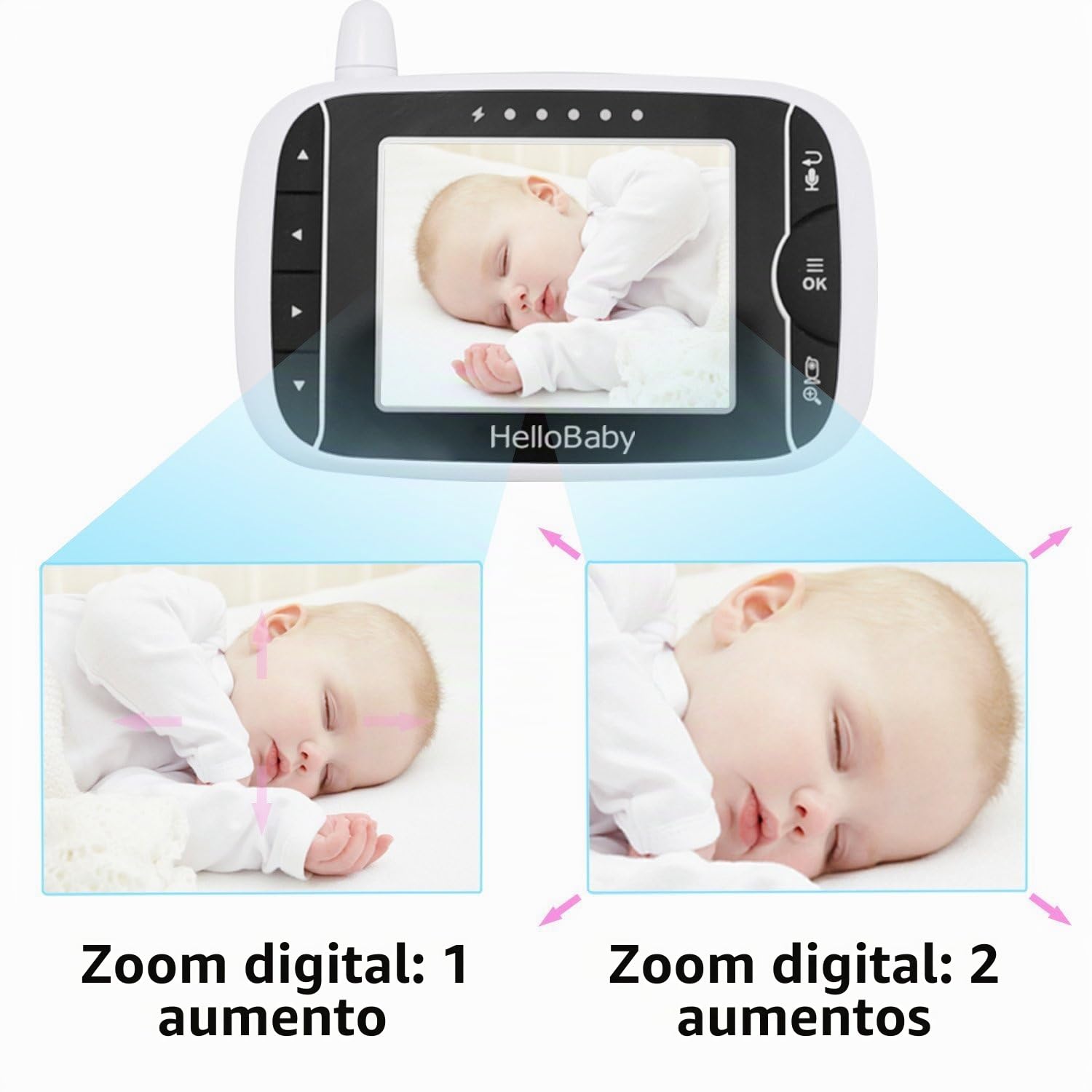 HelloBaby HB32 Camara vigilancia Bebe Inalámbrico de Vídeo con Cámara Digital, Vigilancia de la Temperatura de Visión Nocturnay 2 Way Talkback System Sólo Movimiento