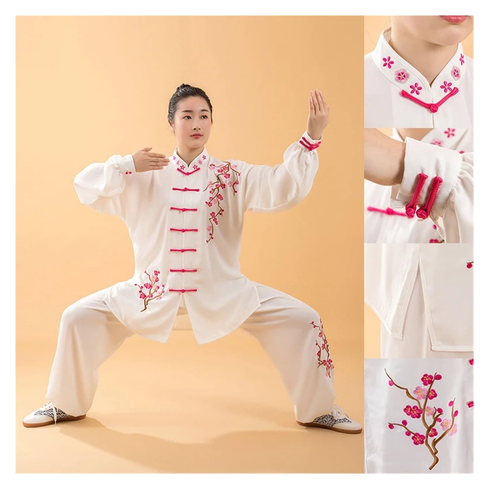 Kimono Jiu Jitsu Conjunto de Ropa de Tai chi Bordada de Estilo clásico, Ropa de práctica de Artes Marciales, Estilo Similar al de Hombres y Mujeres.(Color 05,XXL)