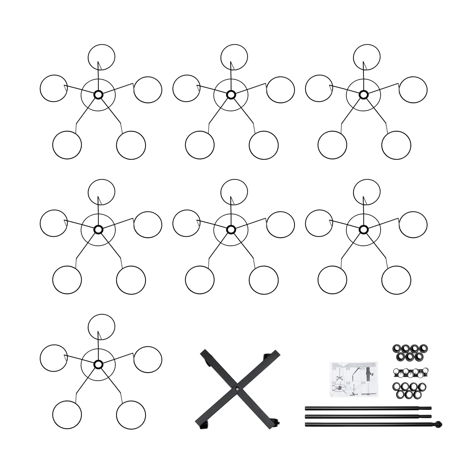 Supporto per cappelli in metallo, grande appendiabiti commerciale, per cappelli, stand indipendente, girevole per guardaroba, negozio, ufficio (57 x 170 cm)