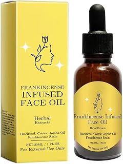 Aceite facial de resina de incienso orgánico, ricino y jojoba orgánicos, aceite de semilla negra, aceite facial antienvejecimiento, suero hidratante antienvejecimiento para todo tipo de piel (1)