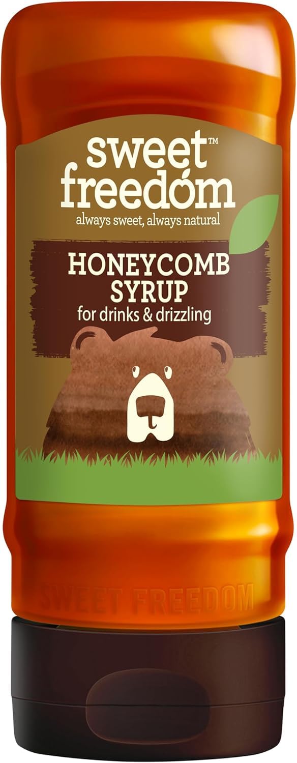 Sweet Freedom Honeycomb Syrup 350 g – Vegan Drizzle for Coffee and Pancakes, Naturally Sweetened with Fruits, Only 13 Kcal Per Teaspoon (Pack of 1)