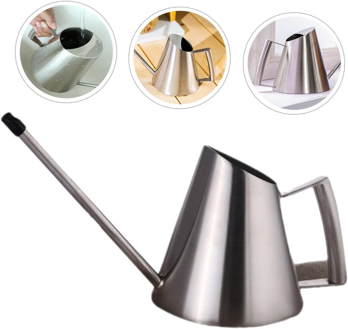 TIDTALEO ステンレス製大容量じょうろ 長い注ぎ口で使いやすい 屋内外対応 ガーデニングや観葉植物の水やりに エルゴノミクスハ