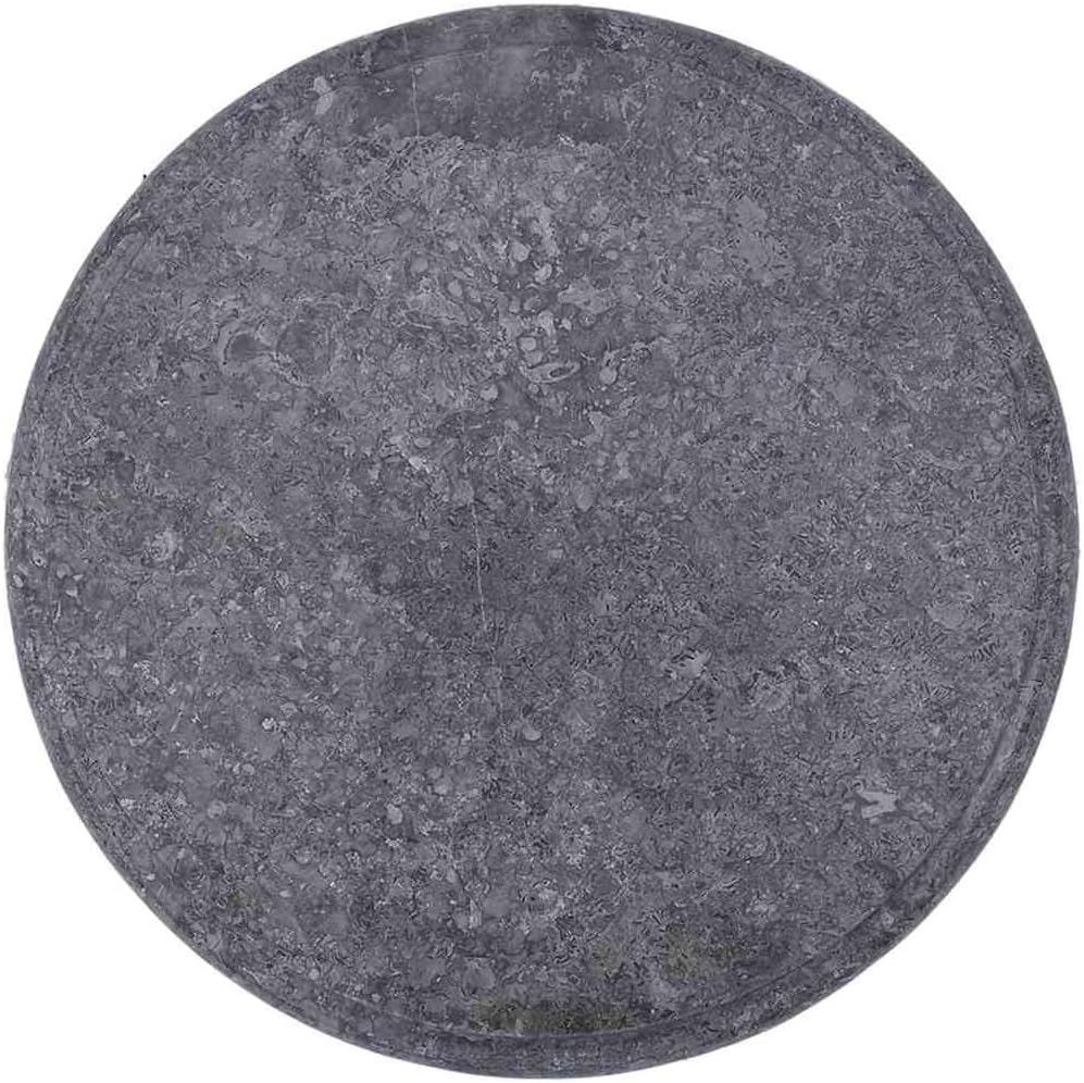 Round Marble Table Top 15.7" Diameter Replacement Surface for Coffee Tables, Patio Dining & Outdoor Use Natural Gray Stone Design