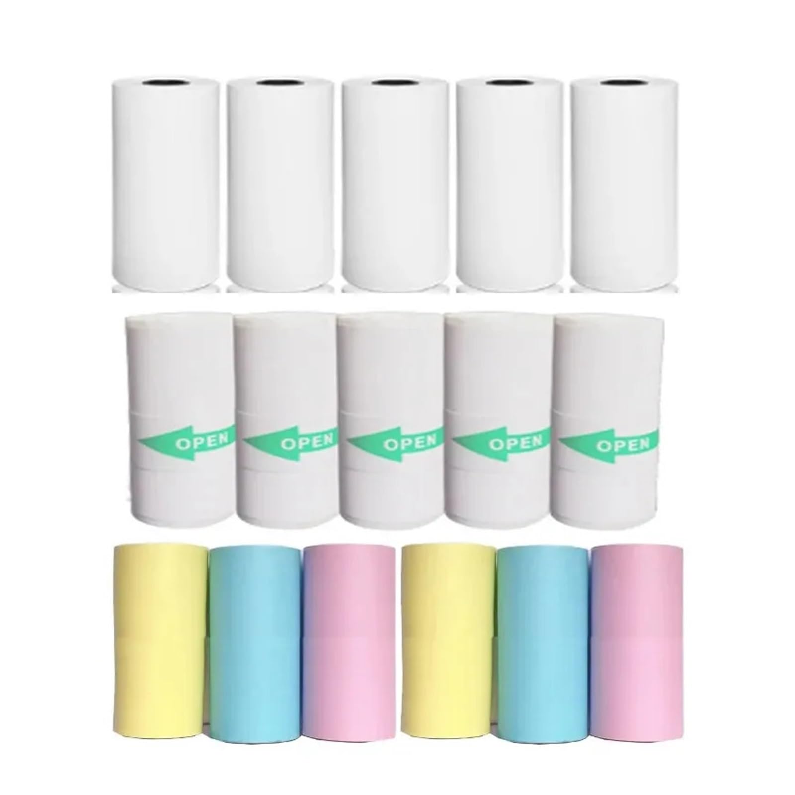 Rolka papieru termicznego do naklejek, Rolki papieru termicznego 58 mm x 57 x 25 mm do drukarek w wielokolorowych opakowaniach(16 Rolls combination)