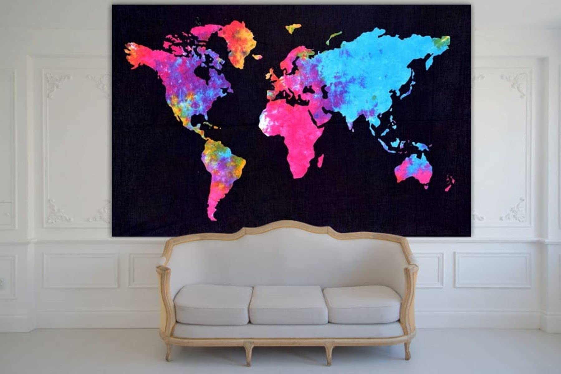 JIYA MURTI ARTS Tapestry Mandala World Map Wall Hanging Tapestry Cotton Wall Hanging Single Bedsheet Tapestry wall hanging (Multicolour 2, Twin (84x54 Inches))