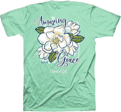 Amazing Grace Titus 2:11 Women's T-Shirt - Mint Green Christian Tee With Magnolia Flower Design