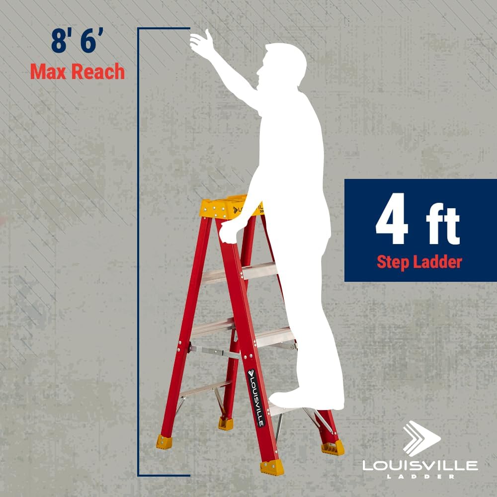 Louisville Ladder 4-Foot Fiberglass Step Ladder, 300-Pound Load Capacity, Type IA, L-3016-04