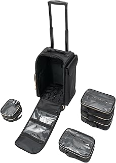 Caja de tren de maquillaje rodante, organizad...