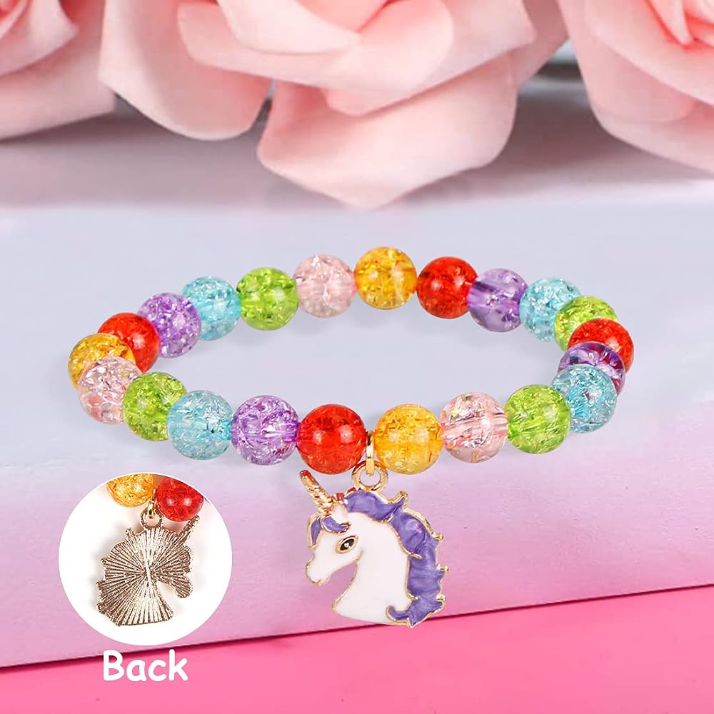 Pack De 9 Pulseras De Unicornio Para Niña, Con Colgantes De Arcoíris, Corazón Y Unicornio, Ajustables Y Elásticas, Regalo De Amistad Y Cumpleaños