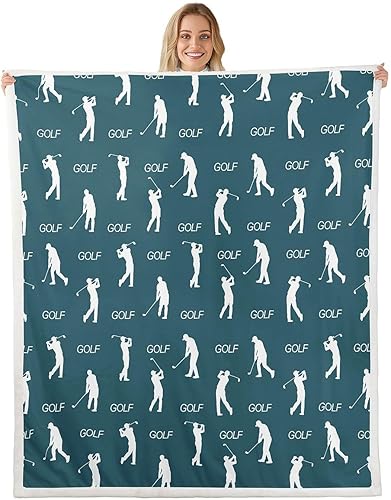 Miniatura 9 de Erosebridal Golf Theme Fleece Blanket 40x50 Golf Clubs Fuzzy Plush Throw for Sofa Couch Sports Game Sherpa Blanket Ball Game Gray