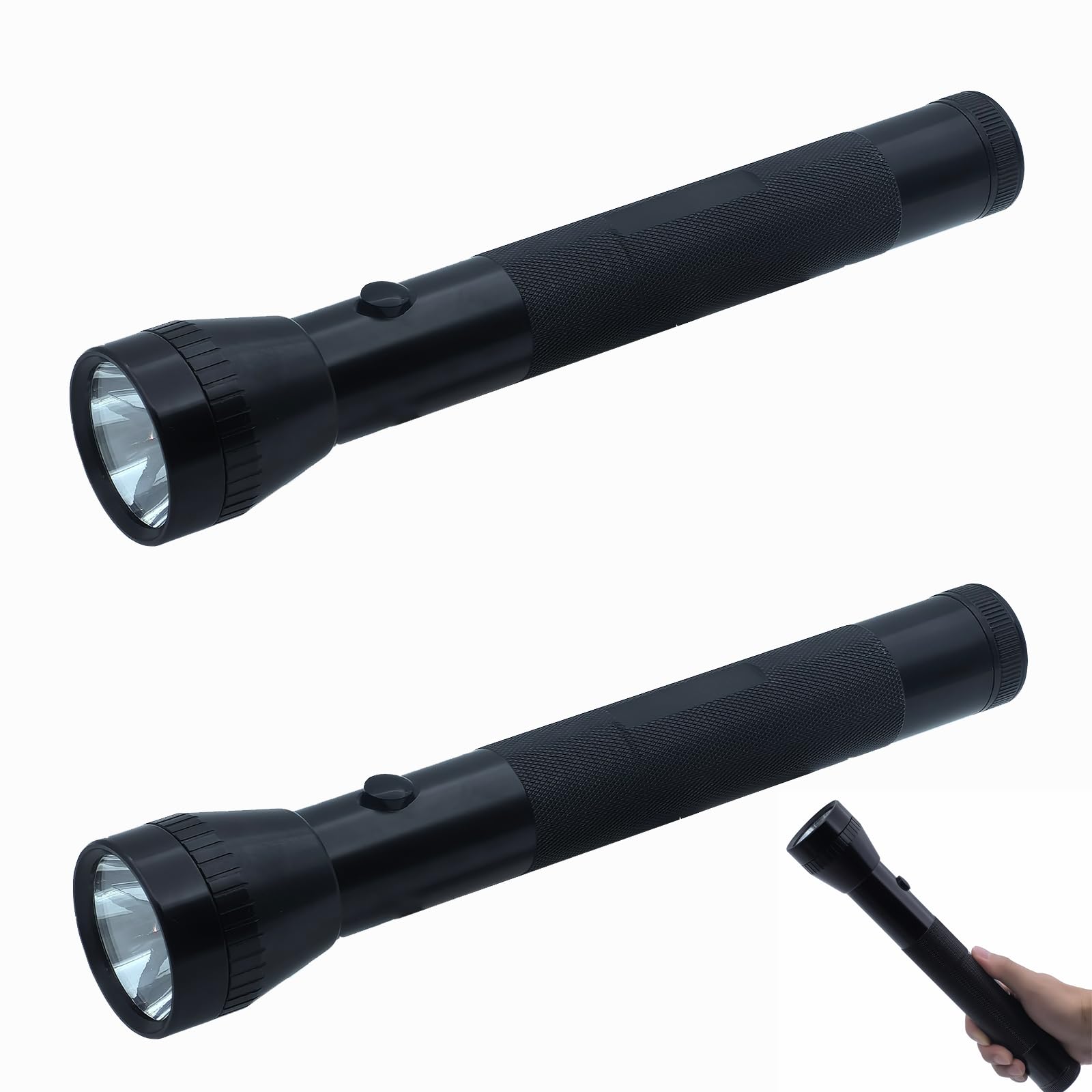 battery compartment on tactical police heavy duty 3w rechargeable flashlight Darlur Heavy Duty 3 D Cell Battery LED Big Flashlights, High Lumens,for  Home Emergency，Single Mode, Ourdoor，Aluminum(2 Pack)