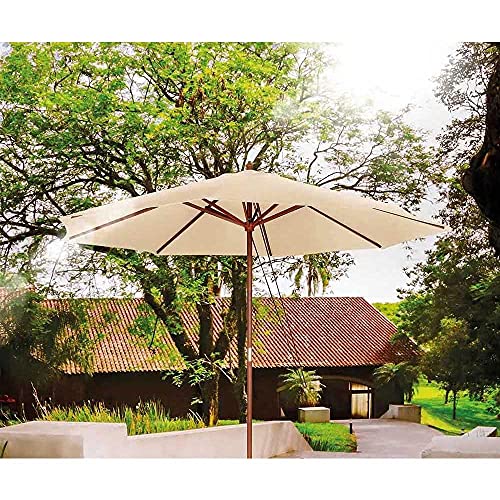 Ombrelone Madeira Guarda Sol 2,4 Metros Sombreiro Piscina Jardim - Mor - Bege