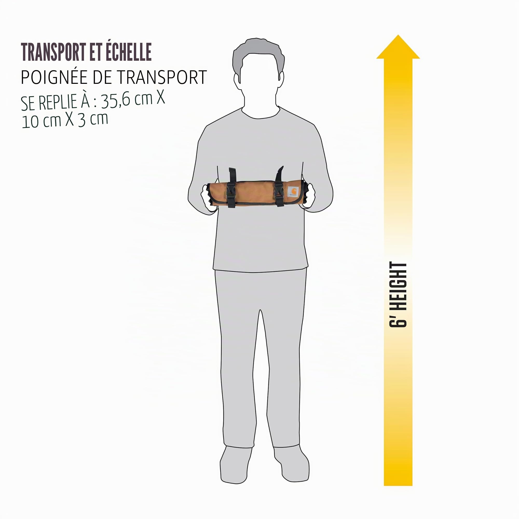 Carhartt Rouleau Utilitaire à 18 Poches, Durable et résistant à l'eau, Rouleau d'outils Essentiels (Noir), Taille Unique, Rouleau Utilitaire 18 Poches