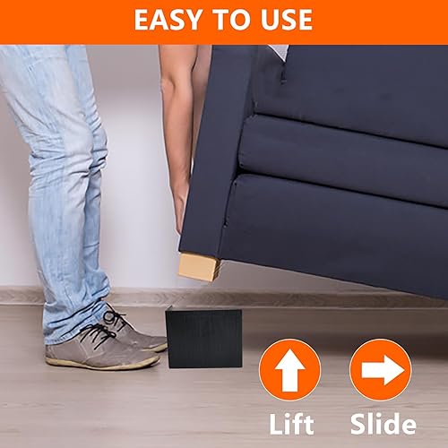 Miniatura 6 de ORLANG Elevadores de cama de 5 pulgadas resistentes, paquete de 4 elevadores de muebles con base antideslizante, elevadores de cama rectangulares de