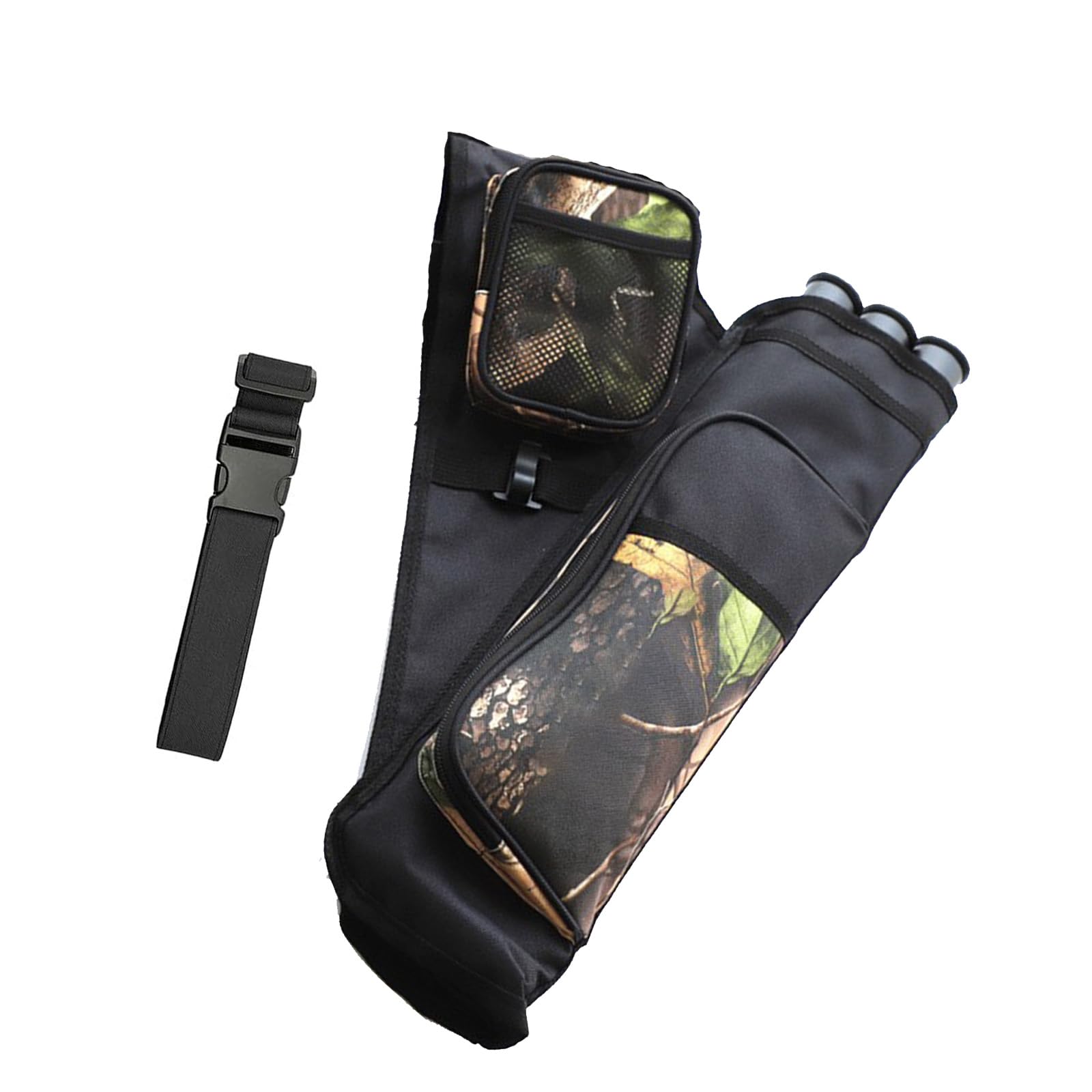 KURUGEILI 3-Tubes Hip Quiver Waist Hanged Archery Arrow Carry Bag with Pockets Adjustable Belt for Hunting, Target Practice, and Outdoor Shooting, Fits Both Youth and Adults