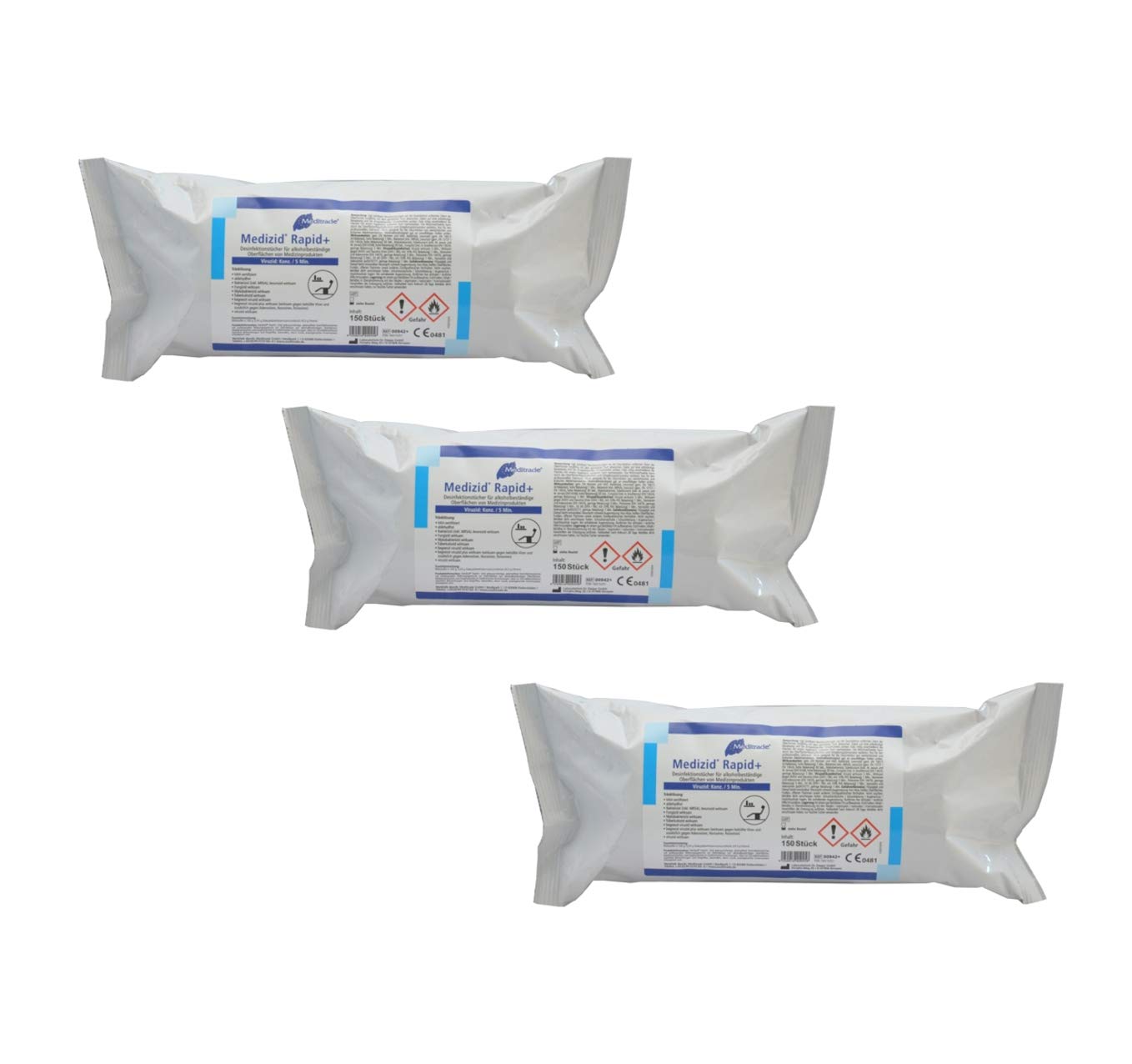 Meditrade Medizid® Rapid + | 3 x Nachfüllpackung Desinfektionstücher | Mit je 150 Tüchern