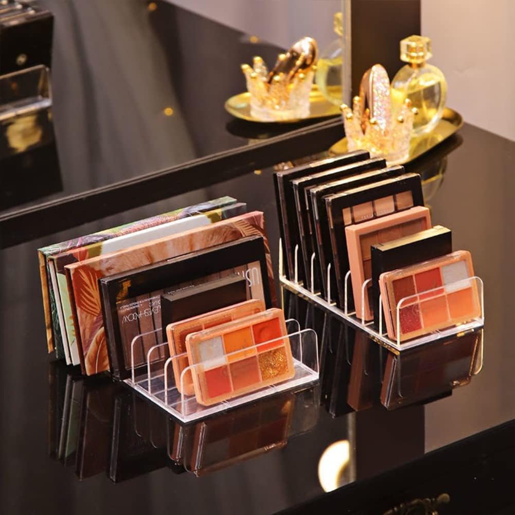 AfooBezos Eyeshadow Palette Organizer Set of 2, 7 Sections Acrylic Eyeshadow Organizer Makeup Holder Makeup Organizer Bathroom Sink Vanity Trays for Closet Shelf Drawer Sunglass Wallets (Small&Large)