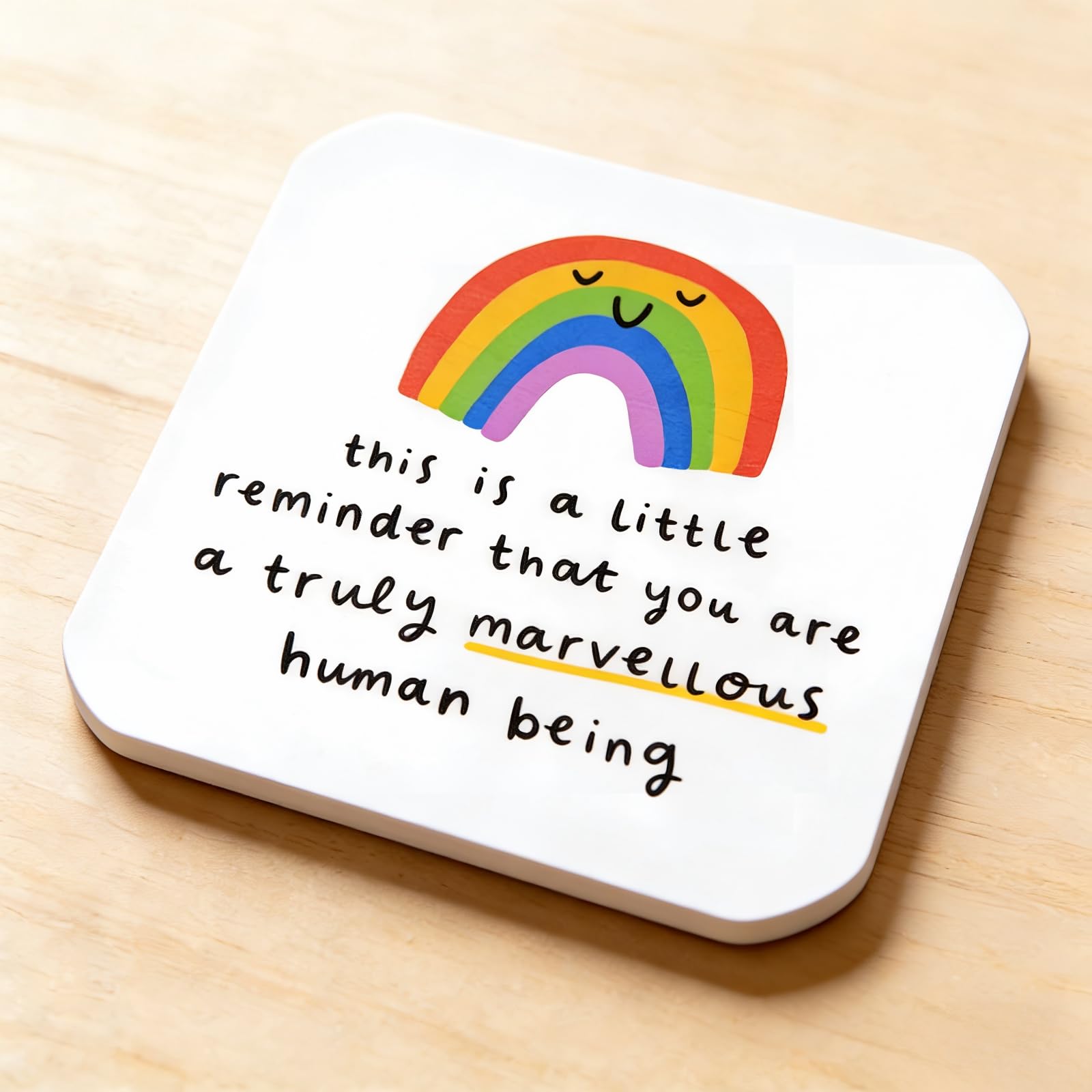 Muiltvoe Inspirational Wooden Coasters Set - Motivational Gift with Waterproof Coating, 'You Are Truly Marvelous' Message, Perfect Thank You Gift for Women, Friends, Colleagues (9x9cm)