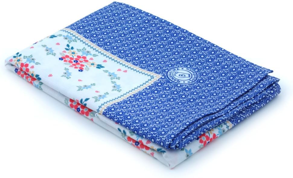 Polish Pottery Inspired Tablecloth 43 x 61 in (110 x 155 cm) Stain Resistant - Ruby Bouquet Pattern