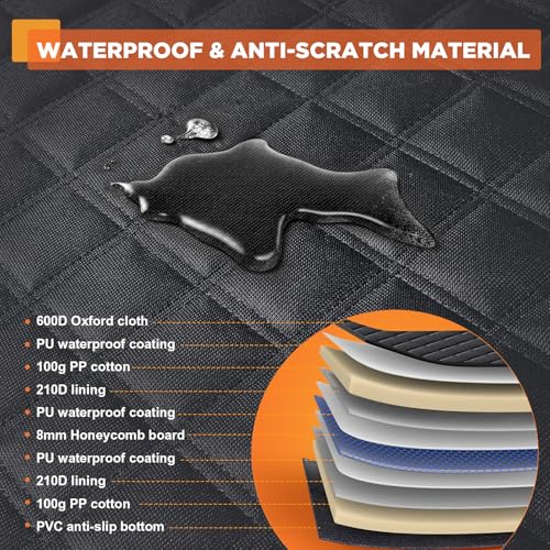 Gimars Verstärkung Extra Stabiler Hunde Autositz für Großer Mittlere Hunde, Wasserdicht Verbreiterung Hundesitz Auto Rückbank, Passagierfreundlich Hundebox Auto mit Netzfenstern Sicherheitsgurten, L